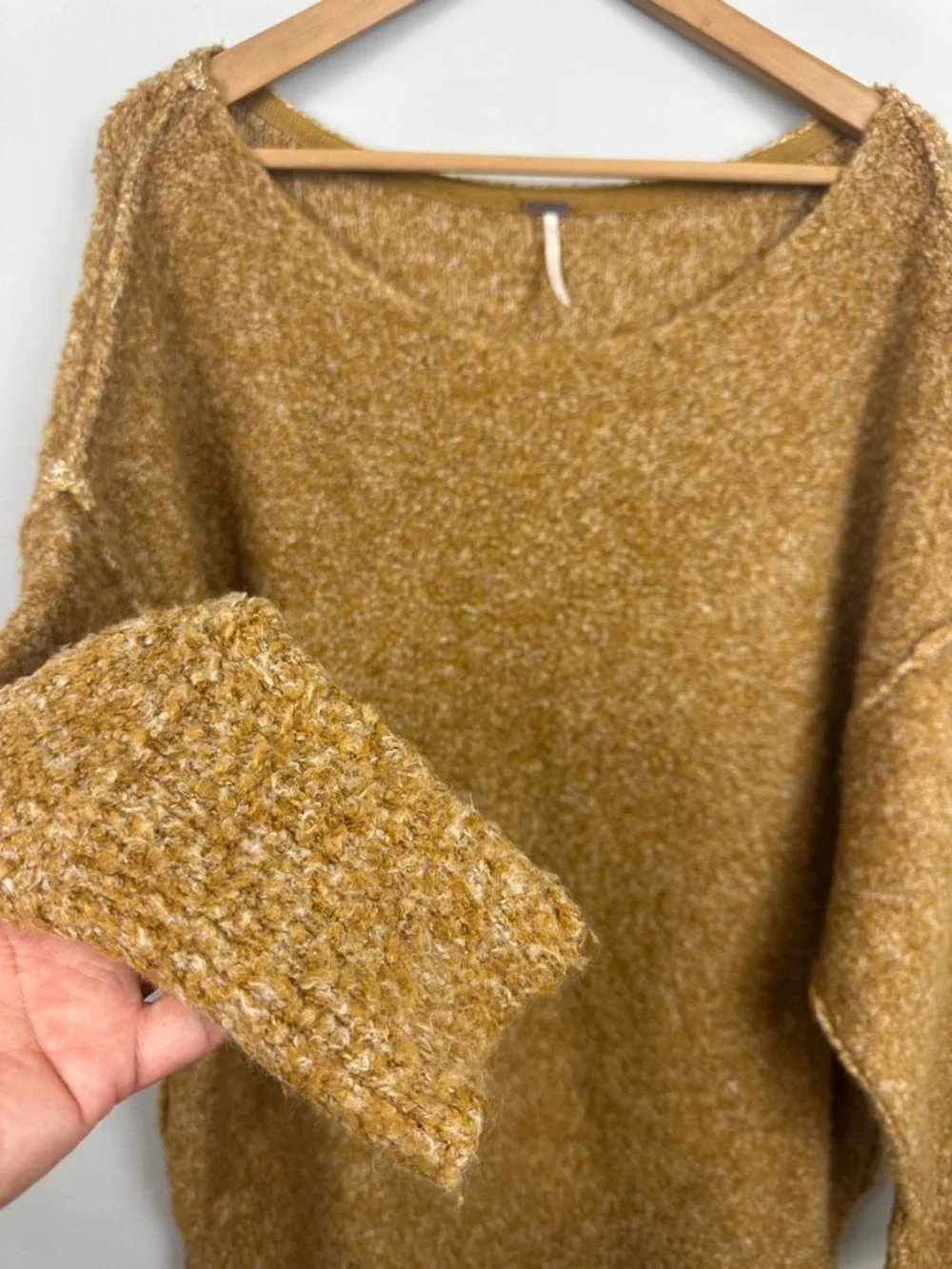 Free People Moira Slouchy Tunic Sweater Mustard Yellow Wool Blend Sz S